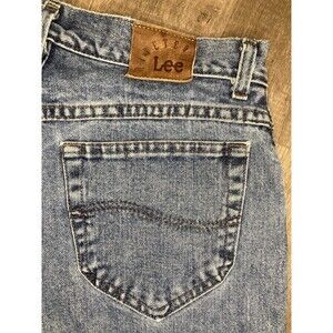 Y2K Vtg Lee Jeans Womens 12 Med Riveted High Rise Mom Tapered Blue Denim 30x30.5